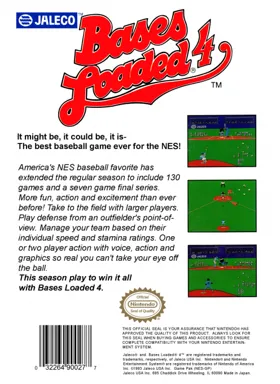 Bases Loaded 4 (USA) box cover back